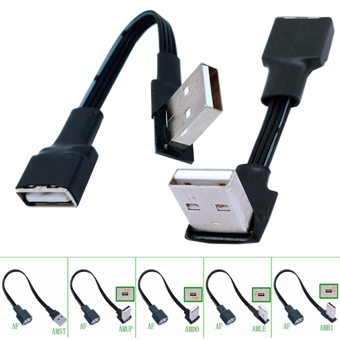Câble adaptateur USB 2.0 A mâle à femelle, rallonge coudée 90 mâle à femelle, 10cm 20cm, noir ► Photo 1/6