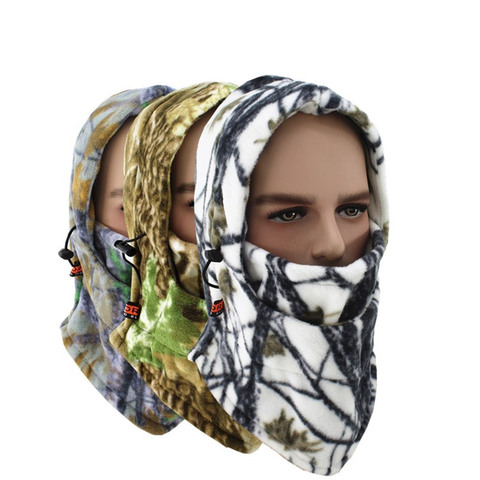 Couvre-chef en molleton chaud pour hiver | Cagoule, masque coupe-vent moto Ski, capuche de cyclisme, chapeau hommes couvre-chef camouflage ► Photo 1/5