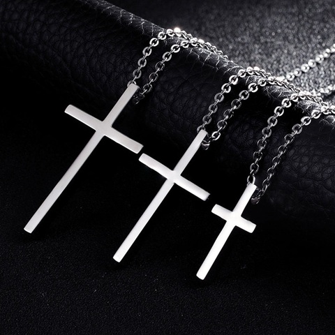 Collier pendentif croix en acier titane pour hommes et femmes, bijoux minimalistes, collier de prière, cadeau choker, pour hommes et femmes ► Photo 1/6