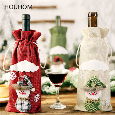 Sac anti-poussière cadeau de noël | Vin, bouteille de vin, sac anti-poussière, bonhomme de neige, vaisselle de Table, décoration de noël pour la maison, décor 2022 ► Photo 1/6