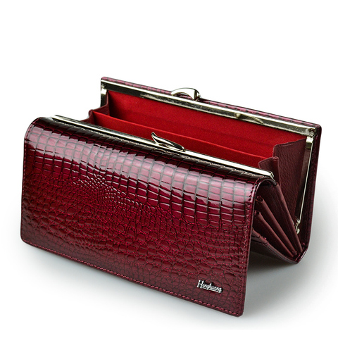 Portefeuille de styliste en cuir véritable pour femme, pochette longue pour argent, marque de luxe, cuir d'alligator, porte-monnaie, cadeau pour femme ► Photo 1/6