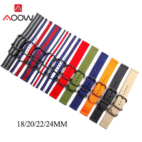 TEAROKE 6 Couleurs L'OTAN Bracelet Sangle En Nylon Noir Anneau Boucle 18mm 20mm 22mm 24mm Rayé Remplacement bande Montre Accessoires ► Photo 1/6