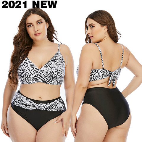 Nouvelles femmes Bikini ensembles taille haute Plus Larges grande taille maillot de bain Sexy Plussize Foral maillots de bain maillots de bain costumes ► Photo 1/6