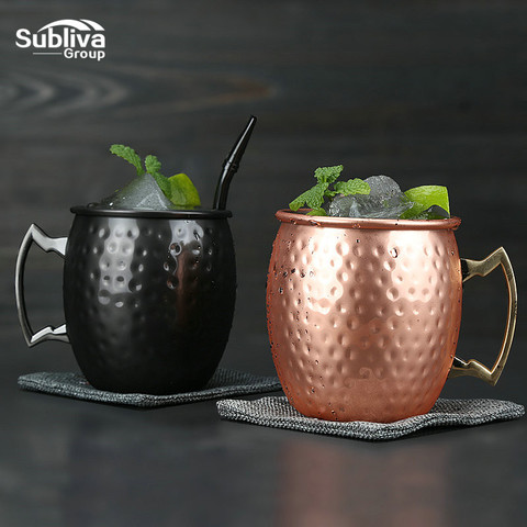 550ml parfait martelé moscou Mule tasse tambour-cuivre plaqué bière tasse tasse à café 18 onces acier inoxydable-cuivre plaqué tasse ► Photo 1/6