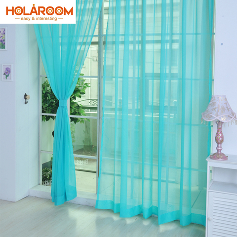 Solide Tulle rideau terylène Voile gaze rideaux pour chambre mariage salon cuisine balcon Translucidus décor rideaux ► Photo 1/6