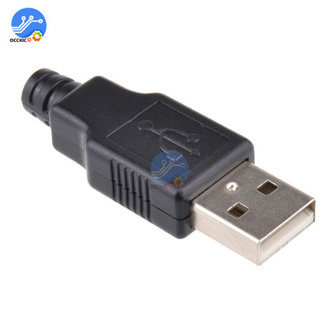 Connecteur de prise USB Type A mâle à 4 broches avec couvercle en plastique noir, 10 pièces ► Photo 1/1