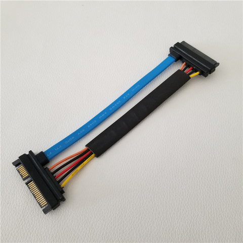 Câble d'extension de données SATA 3.3V, 22 broches (7 + 15 broches) mâle vers femelle, cordon d'alimentation rigide ► Photo 1/4