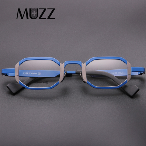 MUZZ – monture de lunettes en titane pur pour hommes, hexagone optique, très petit, monture complète, Prescription de myopie élevée ► Photo 1/5