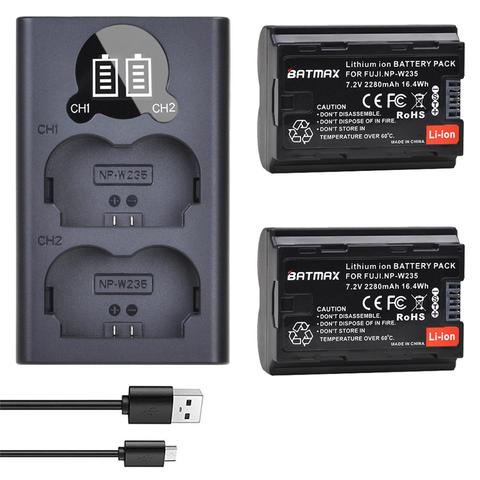 Batterie pour caméra Fujifilm Fuji 2280, 2 pièces, NP-W235 mAh, NP-W235, LCD, double chargeur USB avec Port de Type C ► Photo 1/6