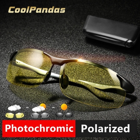 CoolPandas photochromique aluminium magnésium lunettes de soleil polarisées hommes jour nuit sécurité conduite lunettes de soleil mâle Anti-éblouissement lentille ► Photo 1/6