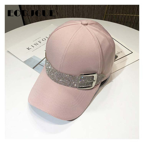 Casquette de Baseball avec strass pour femmes, nouvelle mode, ceinture, Snapback, Sport, plein air, soleil, chapeau Gorras, noir ► Photo 1/6