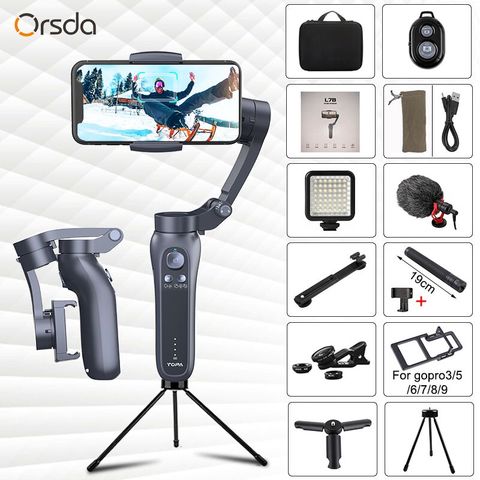 Stabilisateur de cardan à main Orsda 3 axes avec Support à distance Bluetooth stabilisateur de téléphone de direction réglable universel Vlog en direct ► Photo 1/6