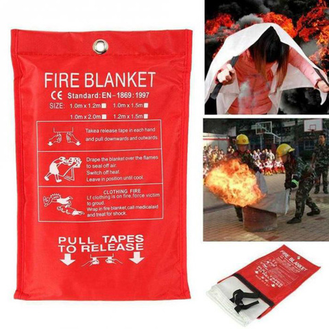 Couverture anti-feu étanche 2M x 2M, sécurité domestique, pour la lutte contre les extincteurs, tente, bateau, survie d'urgence, abri anti-feu ► Photo 1/6