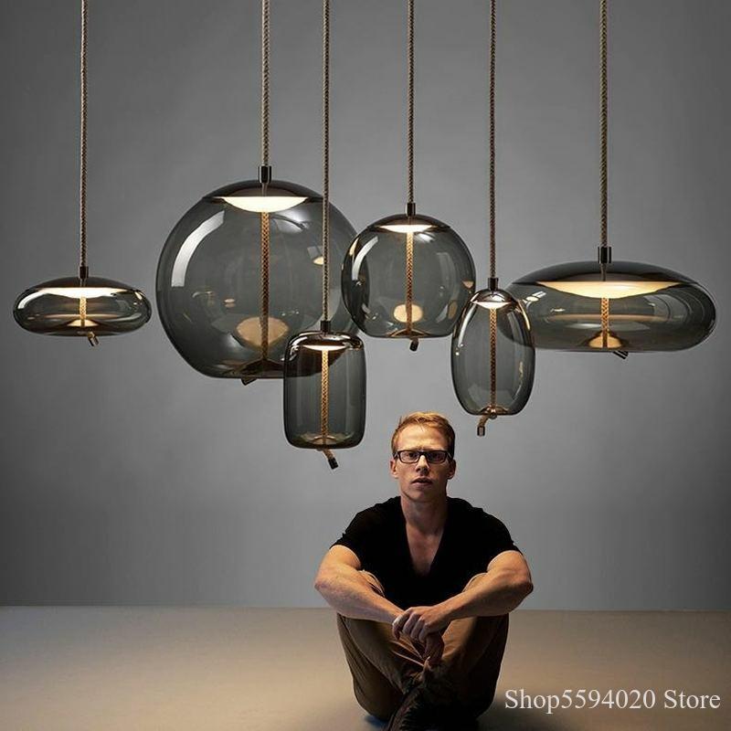 Scandinave BROKIS noeud pendentif lumières chevet nordique Luminaria déco verre Lustre suspension lumières Luminaire Suspendu ► Photo 1/6