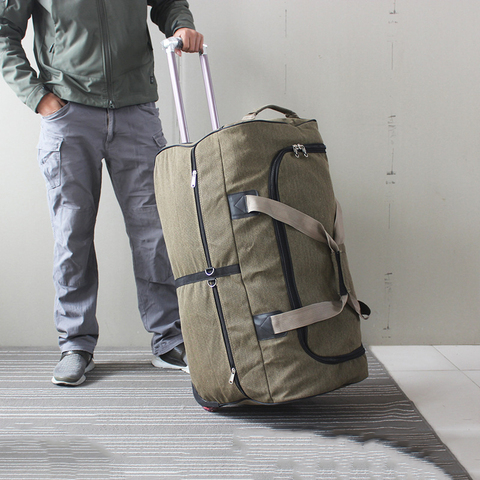 Grand sac à bagages en toile avec roulettes, bagage à roulettes, pour voyage, envoi à longue distance ► Photo 1/5
