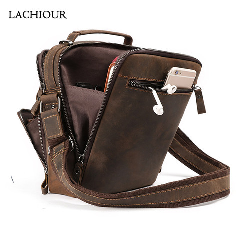 Sac à bandoulière en cuir véritable Crazy Horse pour homme, sacoche à épaule pour voyage ► Photo 1/6