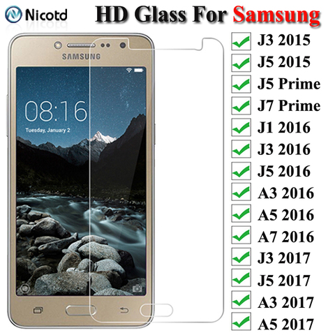 Protecteur d'écran, Film en verre trempé pour Samsung Galaxy A3 A5 A7 J3 J5 J7 2015 2016 A6 A8 Plus 2017 ► Photo 1/6