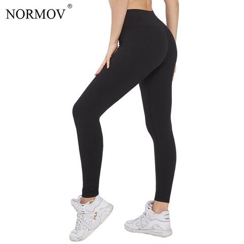 NORMOV – Leggings Push Up décontracté et de taille haute pour femme, de couleur noir, pour sport, gym, entraînement et fitness ► Photo 1/6