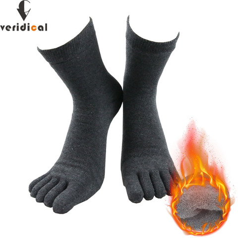 Verdical – chaussettes thermiques en coton à cinq doigts pour hommes, chaussettes chaudes, courtes, respirantes, souples et élastiques, collection hiver ► Photo 1/6