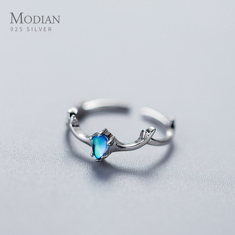 Modian – bague en argent Sterling 925 avec motif d'élan en cristal coloré pour femmes, bijoux fins ouverts et ajustables, bois, nouveauté 2022 ► Photo 1/1