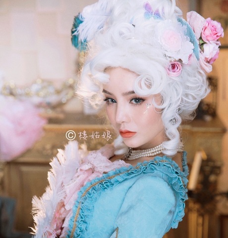 Perruques pour Cosplay princesse Marie-Antoinette, cheveux bouclés moyens (sans couvre-chef) + bonnet de perruque ► Photo 1/5