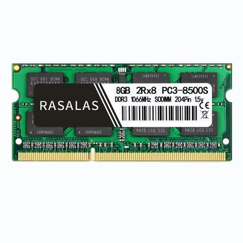 Rasalas – mémoire de serveur d'ordinateur portable, modèle DDR3, capacité 8 go, fréquence d'horloge PC3-8500S/1066/SO-DIMM/1,5V, broches 204Pin, fréquence d'horloge 1.35/NO-ECC Mhz ► Photo 1/6