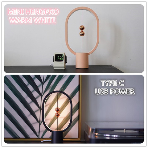 2022 plus récent USB alimenté Mini HENGPRO Ellipse magnétique mi-air interrupteur nuit lumière Balance LED lampe de Table bureau décor à la maison ► Photo 1/6