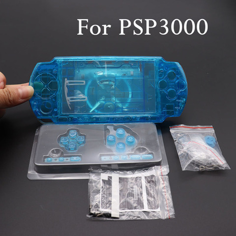 Coque transparente noire bleue blanche pour Console PSP3000 PSP 3000, coque de remplacement avec bouton ► Photo 1/6