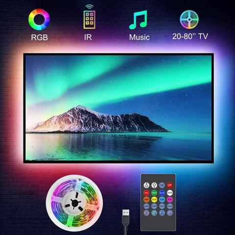 Contre-Jour de TV de Synchronisation de la Musique Alimenté Par USB RGB5050 LED Bande Lumineuse pour 15 - 80 Pouces TV, Miroir, PC ► Photo 1/6