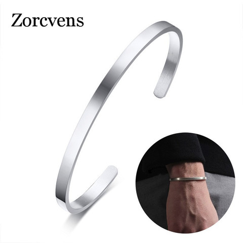 ZORCVENS 2022 nouveau 4mm manchette Bracelet en acier inoxydable hommes manchette Bracelet pour homme femme mode bijoux en gros ► Photo 1/6