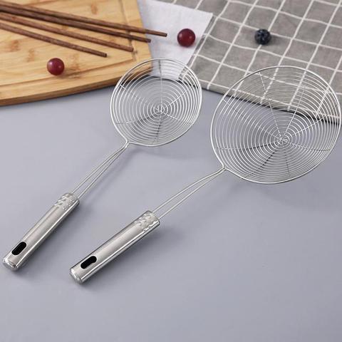 Passoire cuillère maille crépine écumeur louche inox longue poignée cuisine friture cuisson vapeur ► Photo 1/6