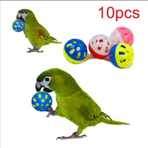 10 pièces animal de compagnie perroquet jouet coloré creux roulement cloche balle oiseau jouet perruche calopsitte perroquet mâcher Cage jouets amusants ► Photo 1/6