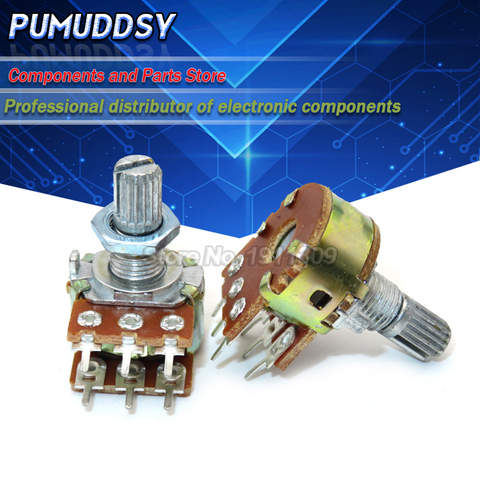 5 PIÈCES B1K B2K B5K B10K B20K B100K B250K B1M 6Pin Arbre WH148 15MM Amplificateur Double Potentiomètre Stéréo 1K 2K 5K 10K 50K 100K 250K ► Photo 1/2