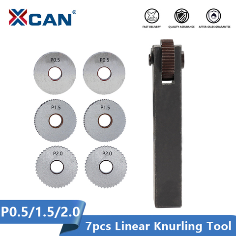 XCAN – ensemble d'outils de moletage linéaire droit à roue unique, 7 pièces, pas 0.5 1.5 2mm, tour ► Photo 1/6