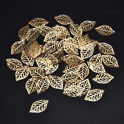 50 pièces feuilles filigrane métal artisanat bijoux bricolage accessoires pendentif chinois Costume mariée Coronet feuilles de métal ► Photo 1/6