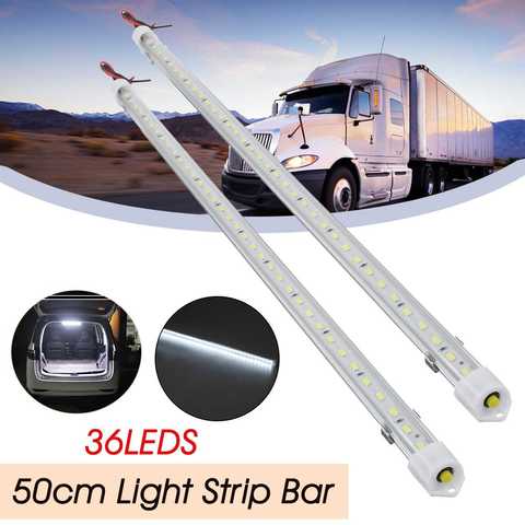 2/4 pièces 50CM 12V 24V 36 LED voiture barre lumineuse intérieure Tube lumineux blanc avec interrupteur pour RV camping-Car bateau Van camion caravane ► Photo 1/6