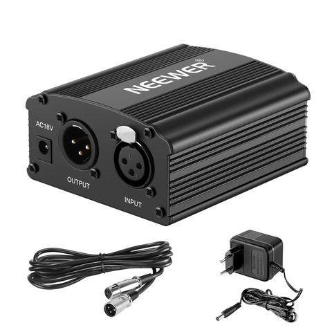 Neewer prise ue 220V 1 canal 48V alimentation fantôme + adaptateur + un câble Audio XLR pour tout enregistrement de Microphone à condensateur ► Photo 1/6