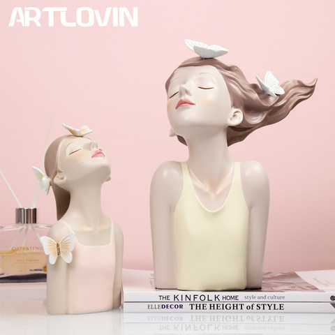 ARTLOVIN – Sculpture moderne de fille en forme de papillon, décoration luxueuse pour la maison, pour le salon, les meubles, les figurines, buste Large ► Photo 1/6