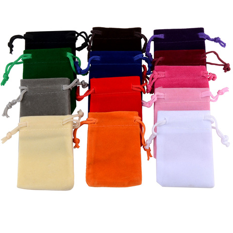 10 pièces/lot 5*7cm coloré velours pochettes bijoux emballage affichage cordon emballage cadeau sacs et pochettes ► Photo 1/6