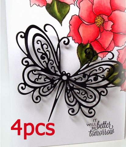 Matrices de découpe en métal papillon, 4 pièces, pochoir pour album de Scrapbooking, nouveau timbre et matrices 2022 matrices artisanales découpées, moule, trocles ► Photo 1/6