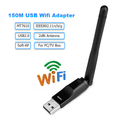 Adaptateur d'antenne Wifi USB sans fil MT7610, 150Mbps, 2dbi, carte réseau pour ordinateur de bureau, boîtier TV, livraison directe ► Photo 1/6