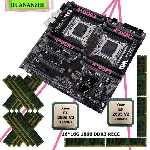 HUANANZHI – carte mère X79-16D double prise, Combo 2 processeurs Xeon CPU E5 2695 V2, grande marque, RAM 256 go (16x16 go) 1866 RECC, en vente ► Photo 1/6