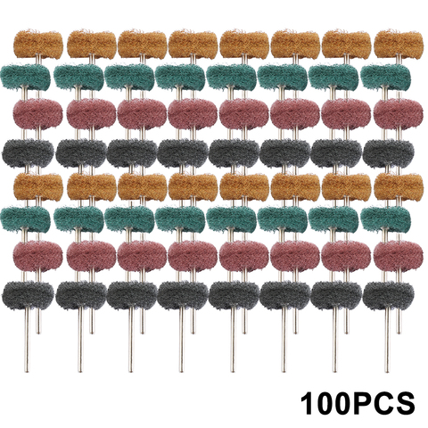 100 pièces tampon à récurer brosse Nylon abrasif brosse fibre meulage ponçage tête polissage polissage roue pour Dremel accessoires outils ► Photo 1/5