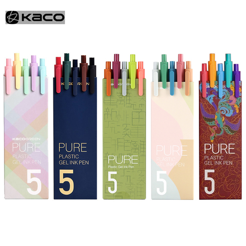 KACO signe stylo Gel stylo 0.5mm recharge encre lisse écriture Durable signature stylo 5 couleurs Vintage couleur Macarons stylos coffret cadeau ► Photo 1/6