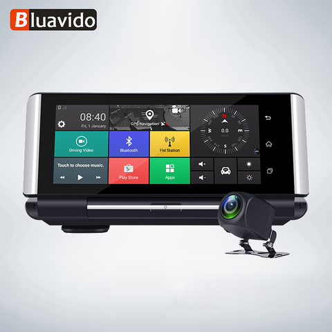 Bluavido – caméra de tableau de bord 4G sous Android, écran IPS 6.86 pouces FHD 1080P, DVR, avec Navigation GPS, Bluetooth, double objectif, moniteur à distance ► Photo 1/6