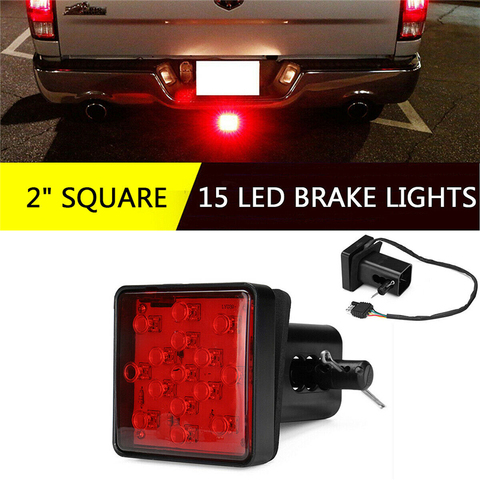 1 pièces 12LED/15LED camion lumière d'attelage remorque arrière feu Stop queue Singal lampe avec noir rouge 2 pouces carré Standard récepteur ► Photo 1/6