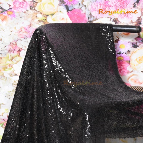 Royaltime-tissu à paillettes noires scintillantes, dans le jardin 0.5, extensible et brodé, maille en dentelle africaine, pour robe et couture ► Photo 1/6