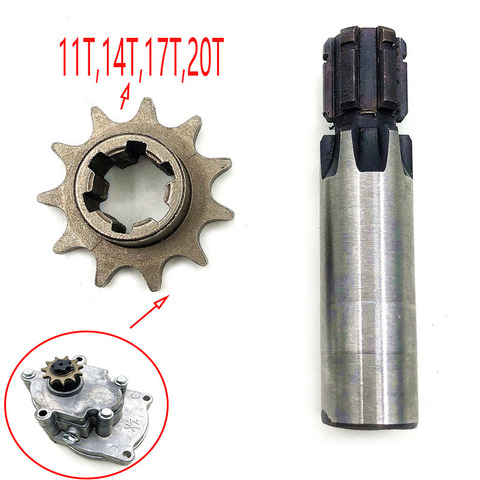 Boîte d'engrenage pour tambour et embrayage T8F axe pignon adapté à moteur 33cc, 43cc et 49cc, dents 11, 14, 17, 20, pour Scooter, Mini-vélo ► Photo 1/6