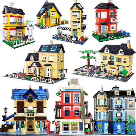 Jouets de Construction modulaires, Architecture urbaine, Villa, chalet, compatibles avec des amis, cabane de plage, maison, Village ► Photo 1/6