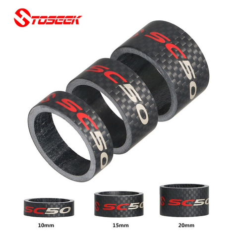 TOSEEK1-1/8 pouces vélo casque en Fiber de carbone rondelle ensemble vtt vélo tige rondelle entretoise 3K mat 10/15/20mm vélo accessoires ► Photo 1/6